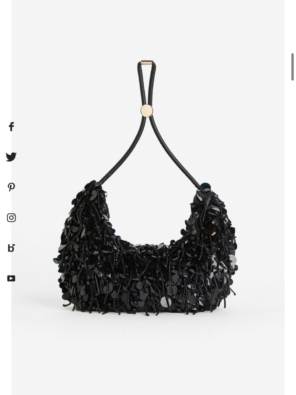 H&M Black Sequin-Embellished Shoulder Bag